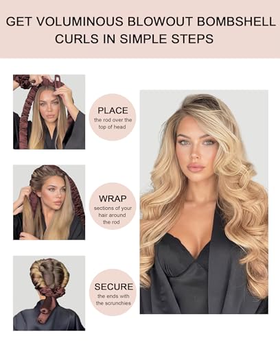 Jumbo Satin Heatless Curls Overnight Curling Rod Set - color: JUMBO Oat