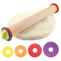 17Inch Wooden Rolling Pin, Rolling Pin with 4 Adjustable Thickness Ring, Graduated Rolling Pin for Baking, Fondant, Pizza, Crust, Cookies, Pastry