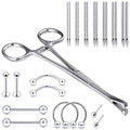 Vsnnsns 9 Style 316L Surgical Steel Body Piercing Tools Kit Piercing Clamps Forceps Use for Nose Septum Lip Tongue Eyebrow Belly Rings Ear Dermal Piercing Jewelry Kit Tools - color: Style 2, Piercing Clamp Forceps