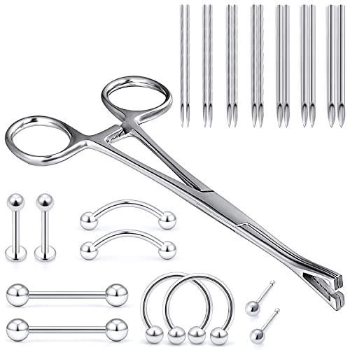 Vsnnsns 9 Style 316L Surgical Steel Body Piercing Tools Kit Piercing Clamps Forceps Use for Nose Septum Lip Tongue Eyebrow Belly Rings Ear Dermal Piercing Jewelry Kit Tools - color: Style 2, Piercing Clamp Forceps