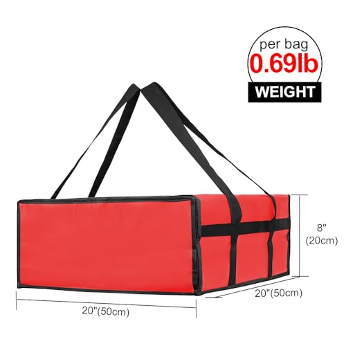 Bodaon Insulated Pizza Delivery Bag, 20" x 20" x 8" Red Warmer Bags, 1-Pack - color: Red, size: 20" x 20" x 8"