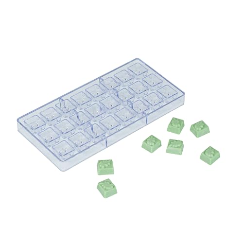 Pastry Tek 10.8 x 5.3 Inch Chocolate Shaping Mold, 1 Freezable Candy Mold - 24 Cavities, Block-Leaf Design, Clear Polycarbonate Chocolate Mold, Dishwashable, Easy To Release - Restaurantware - size: 1 Count | 10.8 x 5.3 Inch, style: Block-Leaf