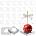 Weysat 100 Pcs Candy Apple Boxes, Silver Base Clear PET with Hole Top - color: Silver