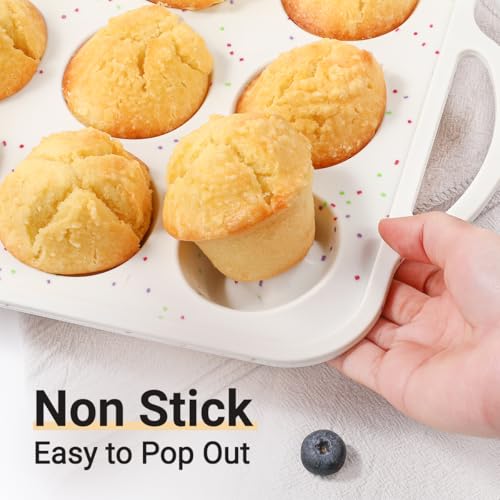 FUNBAKY Silicone Muffin Pan with Metal Frame, Nonstick 12 Cups Regular Size Silicone Muffin Tin for Oven Baking Easy to Move with Handle BPA Free - size: Regular 12-Cup: 1pc