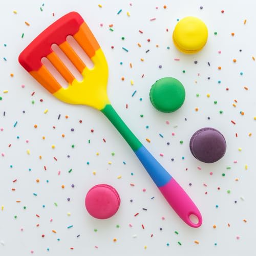 Cooking With Pride Non-Stick Slotted Turner, Heat-Safe Silicone With Iron Core, 12-Inch - size: Slotted Turner - 12 Inch