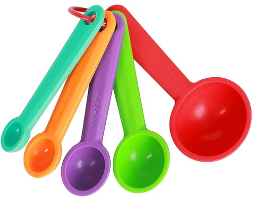 Silicone Measuring Spoons Set of 5, Assorted Colors