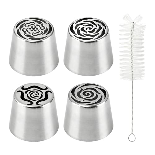 4 Pcs Extra Large Russian Piping Tips Set, 4-Flower Piping Tips