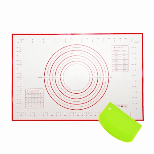 Large 24" x 16" Silicone Baking Mat | Non-Slip Pastry & Dough Mat with Dough scraper | Ideal for Rolling Out Pie Crusts, Fondant, and More | Oven-Safe Silicone Liner (24''L X 16''W) - size: 24"L x 16"W