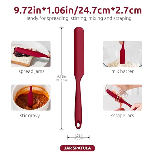 U-Taste Skinny Silicone Jar Spatula Scraper, 10in Sourdough Stir Stick, Red - color: Red, size: 9.72 in
