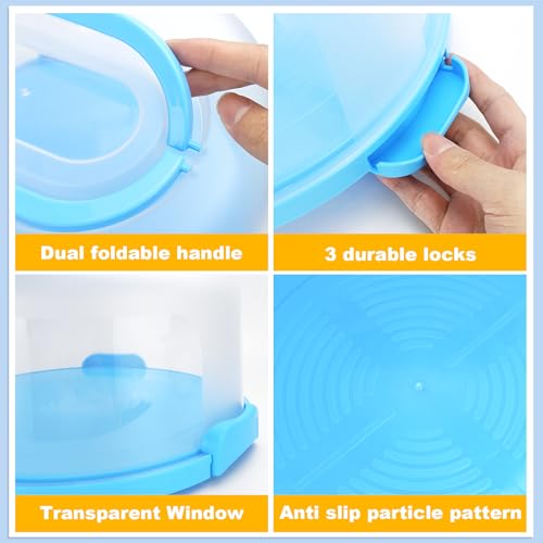 Cake Carrier with Lid and Handle,Fit 10” Cake Stand Cake Holder Container - color: Blue