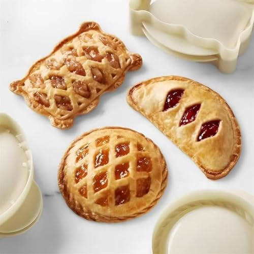 Holiday Mini Hand Pie Molds Set, Food-Grade ABS Non-Stick Mini Pie Maker with Snowflake, Mitt & Christmas Tree Shapes, Festive Baking Mold for Christmas Party Potluck Desserts (A+B+C) - color: A+B+C