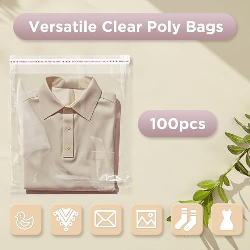 Egofine Self Sealing Cellophane Bags 100 PCS, Crystal Sealed Clear Bags for 11x14 Art Prints, Bag Size: 11.41x14.57 inches - color: 11"x14"Pack of 100