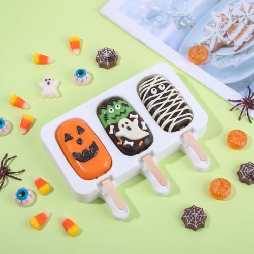 Ouddy Life Popsicle Molds Set of 2, Ice Pop Molds Silicone Cake Pop Mold - color: White