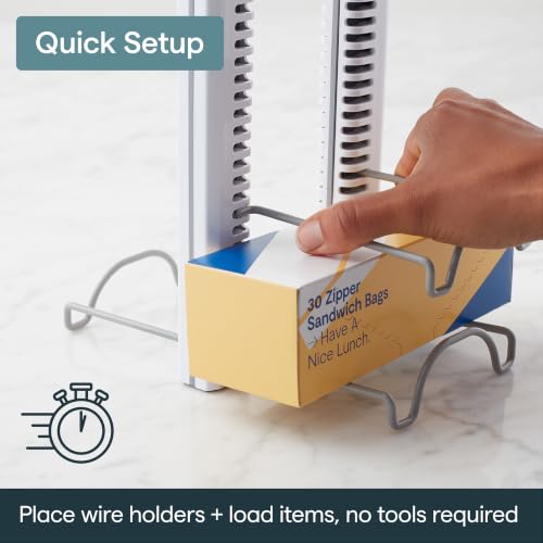 YouCopia WrapStand, Adjustable Kitchen Wrap, Foil and Bag Box Organizer for Kitchen Cabinet and Pantry Storage, White