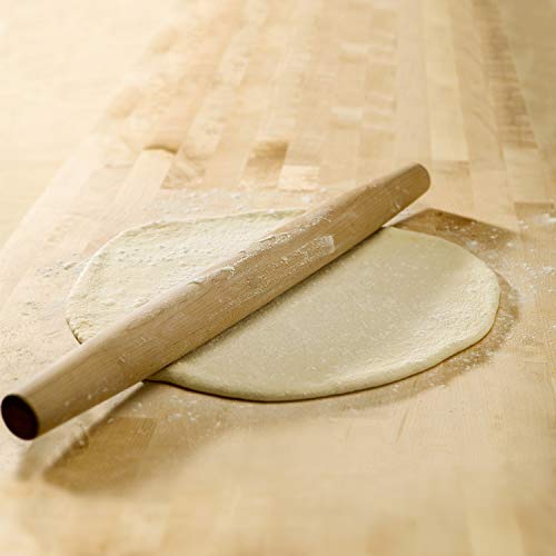 French Rolling Pin (17 Inches) –WoodenRoll Pin for Fondant, Pie Crust, Cookie, Pastry, Dough –Tapered Design & Smooth Construction - Essential Kitchen Utensil - style: Rubber Wood Rolling Pin