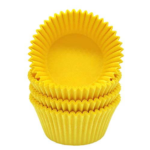 Premium Yellow Greaseproof Cupcake Liners Muffin Paper Baking Cups Standard Size, 100-Count - color: Yellow