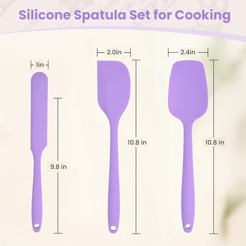 Rubber Spatula Food Grade, Silicone Heat Resistant Spatulas for Cooking - color: Purple, size: 3 Pack