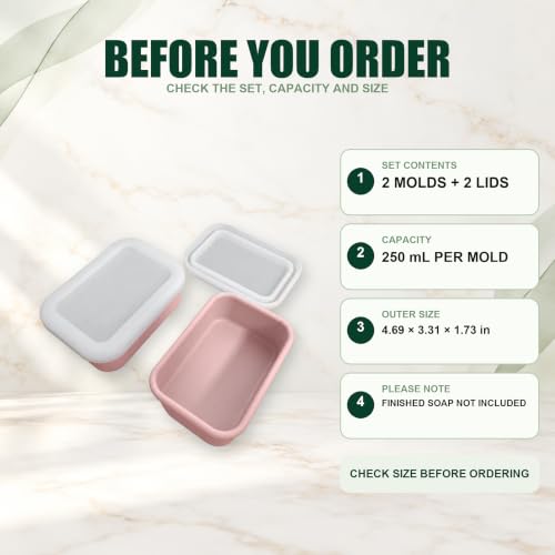 Silicone Soap Molds with Lids, 2 Pack, 8.5 fl oz Each, Blush Pink - color: Blush Pink