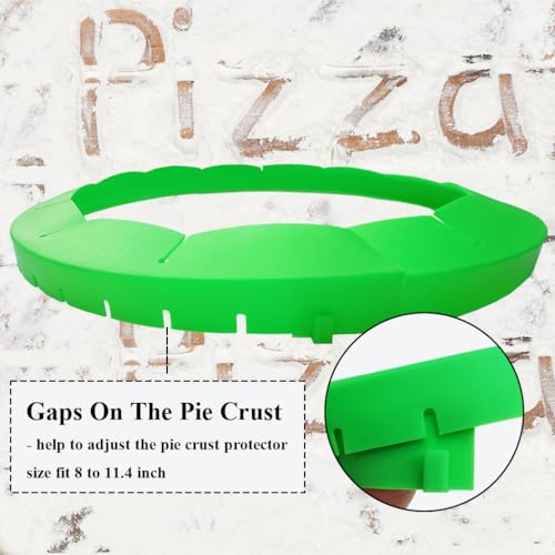 Adjustable Silicone Pie Crust Shields Baking Protectors Cover Ring Fits 8-11.4 Inch Pies Baking Pie Crust Shield Protector Cover for Edges (Green-2Pcs) - color: Green-2pcs