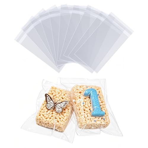 200pcs 4x6Inches Rice Krispie Treat Bags Cookies Cakesicle Bags Individually Wrapped Treat Packaging for Soap Browine Chocolate Truffle Candy Gift Wedding Birthday Party Favors - size: 4"x6"