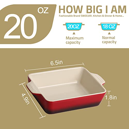Sweejar Ceramic Baking Dish, Rectangular Small Baking Pan with Double Handles, 20 Oz for Cooking, Brownie, Kitchen, 6.5 x 4.9 x 1.8 Inches(Beige) - color: Beige, size: Rectangle 6.5 x 4.9IN