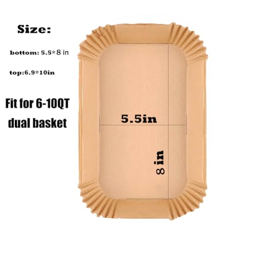 M-bestl 250 Pcs Air Fryer Liners Disposable for Dual Basket 4-10QT - size: Rectangle-250pcs