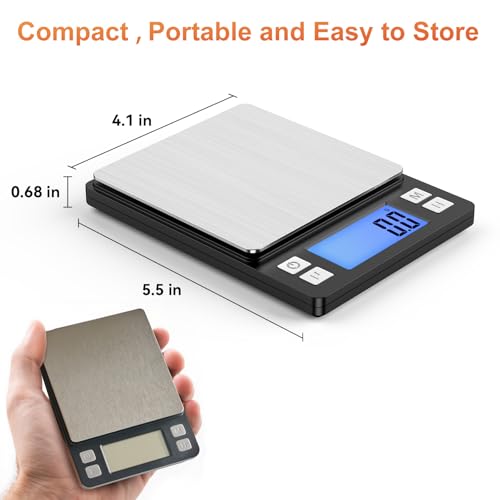 BOMATA Upgraded Small Food Scale with 0.1 g/0.001 oz High Precision - size: 0.1g/3kg Black (Rechargeable)