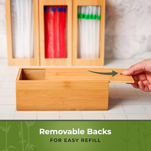 Bamboo Storage Bag Organizer for Kitchen Drawer, Plastic Baggie Organizer - style: Modular Blocks