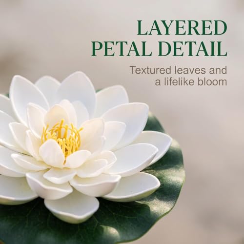 4 Pcs Artificial Floating Foam Lotus Flower with Water Lilys Pad Ornanments,Lifelikes Fake Lotus Flowers for Patio Pond Pool Fish Tank Aquarium Home Garden Special Decoration Outdoor Décor