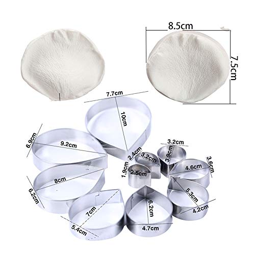 10 Pcs Austin Rose Cutter Set 2 Pcs Rose Petals Shape Silicone Fondant Mold - color: Rose Set(12pcs)