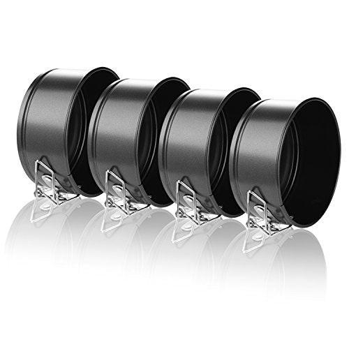 Hiware 4-Inch Mini Springform Pan Set - 4 Piece Small Nonstick Cheesecake Pan for Mini Cheesecakes, Pizzas and Quiches - size: 4-Inch