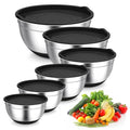 TeamFar Mixing Bowls, Stainless Steel Salad Bowls with Lids - Black - color: Black