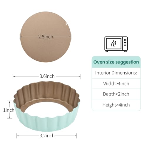 4 Pcs 3.6 Inch Mini Tart Pan Depth 1 Inch with Removable Bottom NonStick Tin - Green - color: Green-4Pcs
