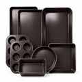 Nonstick Bakeware Set 8 Piece - Stackable Baking Pan Set, Oven safe 450°F, Carbon Steel Baking Set with Muffin, Loaf, Cookie Sheets & Roaster, Easy Storage, BPA-Free (Dark Brown) - color: Dark Brown