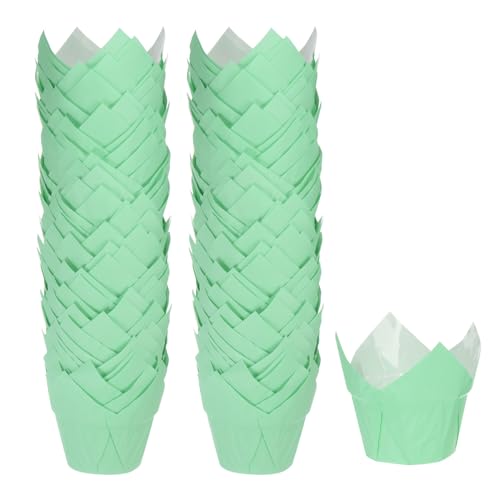 HARFINGTON 100Pcs Tulip Cupcake Liners Standard Paper Baking Cups Greaseproof Wrappers Disposable for Birthday Banquets Party, Blue - color: Blue