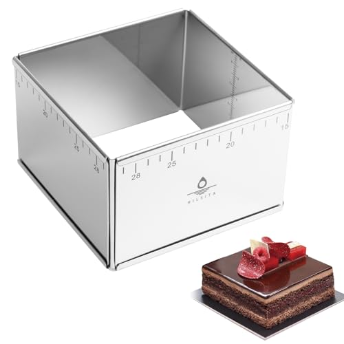 Adjustable Rectangle Mousse Cake Ring Mold - Extendable Stainless Steel Square Shaped Cake Cutter, Bakeware for Customized Baking - Heavy Duty Baking Accessories - 5.9 * 5.9 * 4IN - size: 5.9*5.9*4IN