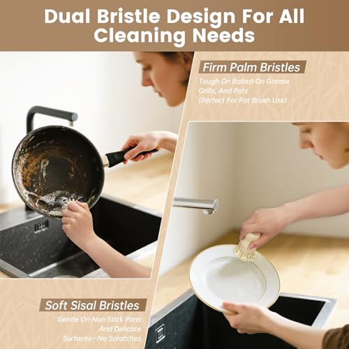 DEBETOOL Bamboo Dish Brush, 2-Pack