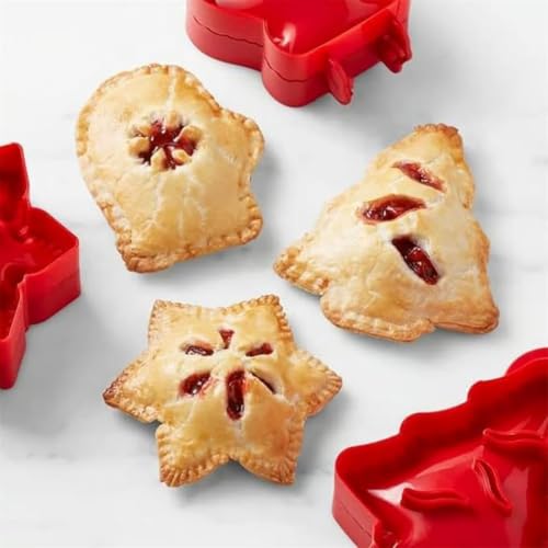 Holiday Mini Hand Pie Molds Set, Food-Grade ABS Non-Stick Mini Pie Maker with Snowflake, Mitt & Christmas Tree Shapes, Festive Baking Mold for Christmas Party Potluck Desserts (A+B+C) - color: A+B+C