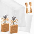 Tudomro 100 Pcs 5 x 8 Inch Clear Cellophane Soap Bags with Raffia Rope