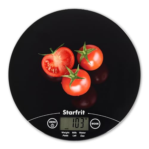 Starfrit Digital Kitchen Scale, Glass Platform, 11 lb/5 kg Capacity, Black