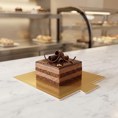 400 PCS Mini Square Cake Boards, 3.5x3.3 Inch Golden Mousse Cake Board Cupcake Paper Plates Dessert Display for Mousse, Cupcakes, Bread, Sweets