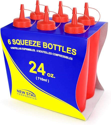 New Star Foodservice Squeeze Bottle, 24 oz, Red, Pack of 6 - color: Red, size: 24 Ounces