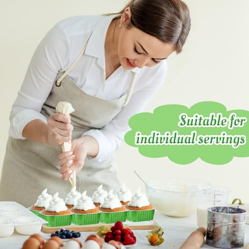 Aoriher 300 Pieces 10 oz Mini Cake Pans with Lids,Green - color: Green