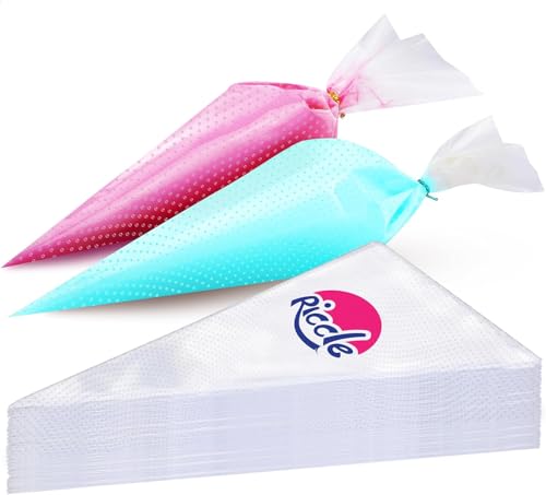 Riccle Disposable Piping Bags 16 Inch - 100 Textured Anti Burst Pastry Bags - Icing Piping Bags for Frosting - Ideal for Cakes and Cookies Decoration - size: 16 Inch