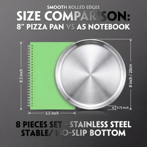 8 Pieces Silver Pizza Pans 8 Inch Bakeware - color: Silver, size: 8 Inch