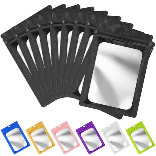 FUNFERY 100 Pack Mylar Resealable Bags, Black Foil Packaging Bags - color: Black, size: 4 x 6 inch