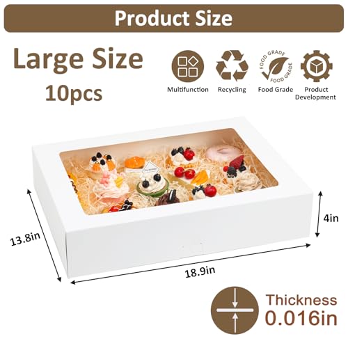 Moretoes 10pcs 19x14x4in Large Half Sheet Cake Boxes with Window,Auto-Popup - size: 19*14*4In