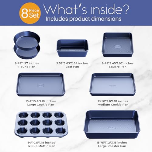Baking Pans Set 8-Piece Bakeware Sets, Baking Sets for Cooking Oven Pan Set - size: 8PCS