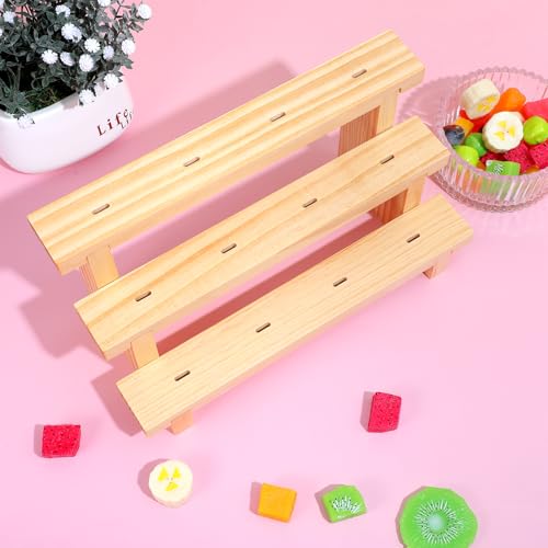 2 Pcs Wooden Cakesicle Stand, 3 Tier 12 Holes Cake Pop Display Holder, Rectangle Wood Lollipop Stick Rack for Wedding, Birthday, Baby Shower, Dessert Table