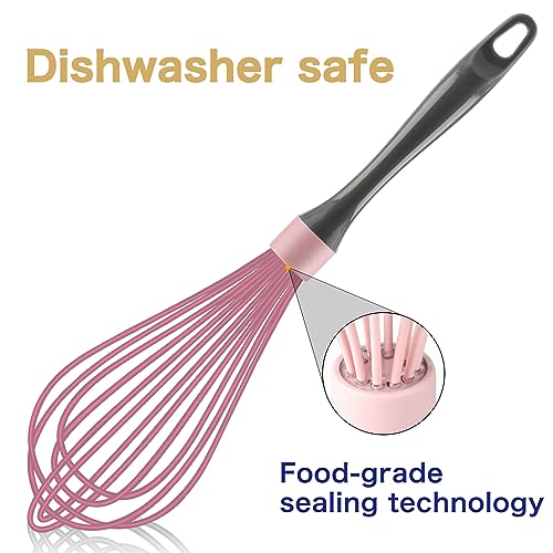 OYV Dishwasher Safe Silicone Whisk, 12-Inch, Non-Scratch, Pink - color: Pink